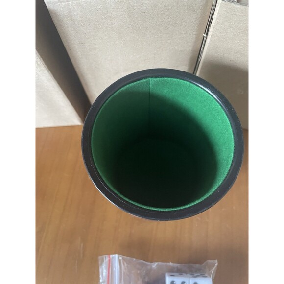 5 Dice Cups Felt-Lined Faux Leather Quiet Dice Shaker -- 5 cups & 25 Dices Bunco - Picture 4 of 7